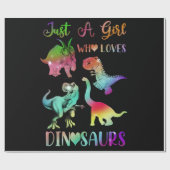 Gewoon een meisje dat van Dinosauriërs houdt Cadeaupapier (Vlak)