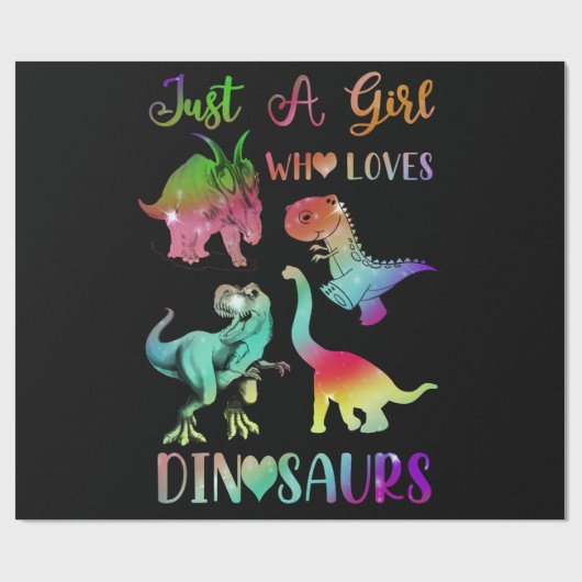 Gewoon een meisje dat van Dinosauriërs houdt Cadeaupapier (Vlak)