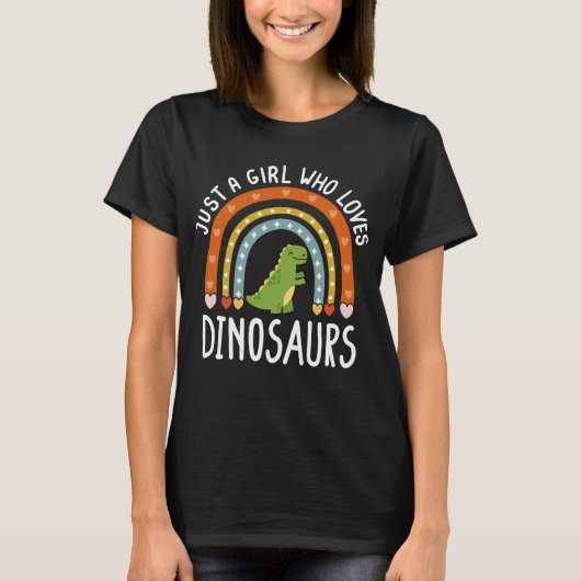 Gewoon een meisje dat van Dinosauriërs houdt, rege T-shirt (Voorkant)