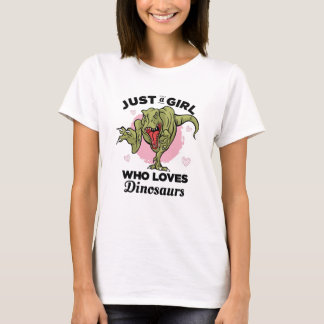 Gewoon een meisje dat van Dinosauriërs houdt T-shirt