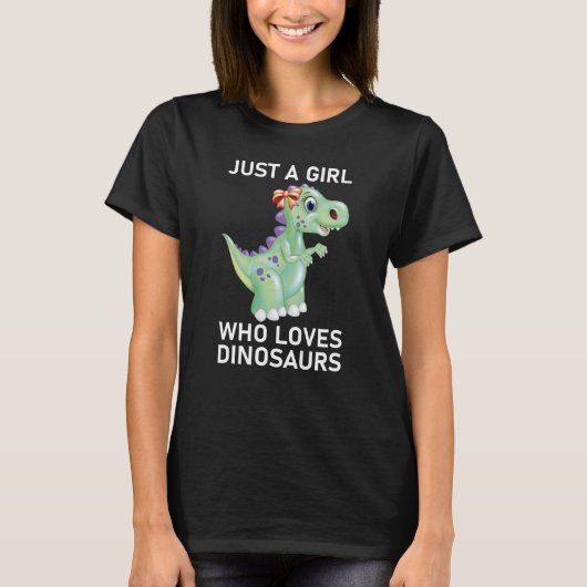 Gewoon een meisje dat van dinosauriërs houdt t-shirt (Voorkant)
