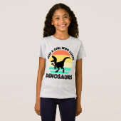 Gewoon een meisje dat van dinosauriërs houdt t-shirt (Voorkant volledig)
