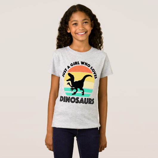 Gewoon een meisje dat van dinosauriërs houdt t-shirt (Voorkant volledig)
