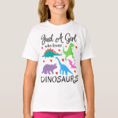 Gewoon een meisje dat van Dinosauriërs houdt, vrie T-shirt (Voorkant)