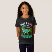 Gewoon een meisje dat van Dinosaurus Girl's T-shir T-shirt (Voorkant volledig)