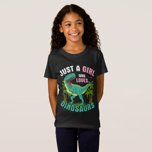 Gewoon een meisje dat van Dinosaurus Girl's T-shir T-shirt (Voorkant volledig)