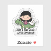Gewoon een meisje dat van dinosaurus houdt sticker (Vel)