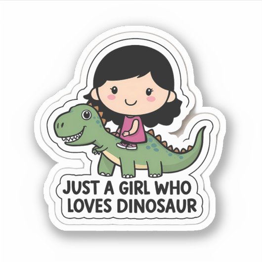Gewoon een meisje dat van dinosaurus houdt sticker (Voorkant)