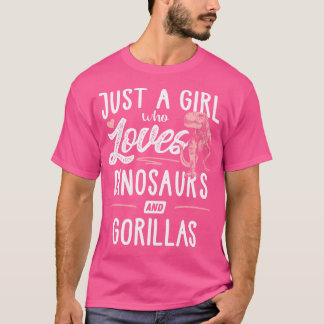 Gewoon een meisje dat van dinosaurussen en gorilla t-shirt