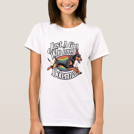 Gewoon een meisje dat van Doberman houdt T-shirt (Voorkant)