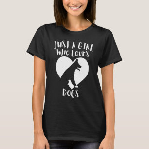 Gewoon een meisje dat van Dogs Black Dog Cute Whit T-shirt