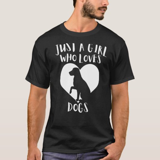 Gewoon een meisje dat van Dogs Black Dog Cute Whit T-shirt (Voorkant)