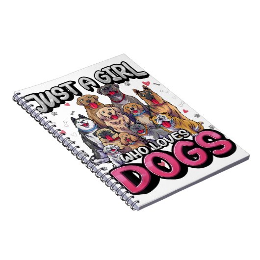 Gewoon een meisje dat van Dogs Funny Puppy Hondenl Notitieboek (Rechterzijde)