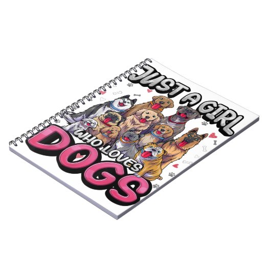 Gewoon een meisje dat van Dogs Funny Puppy Hondenl Notitieboek (Linkerzijde)