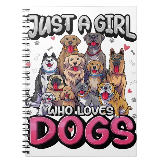 Gewoon een meisje dat van Dogs Funny Puppy Hondenl Notitieboek (Voorkant)