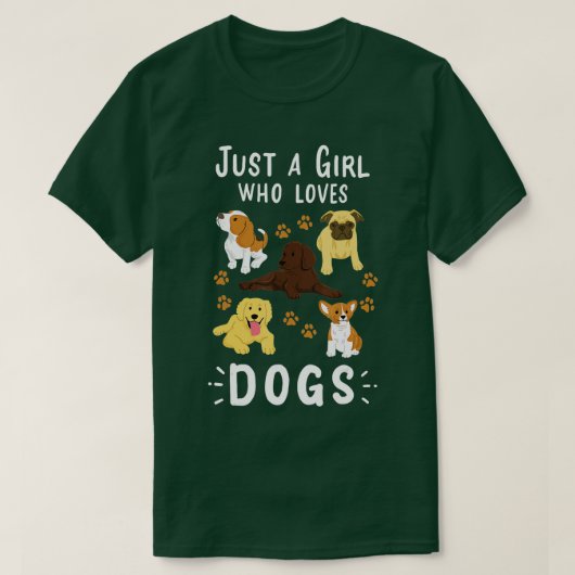 Gewoon een meisje dat van Dogs Hondenliefhebber Gi T-shirt (Design voorkant)