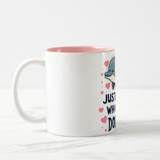 Gewoon een meisje dat van dolfijnen houdt tweekleurige koffiemok (Links)