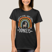 Gewoon een meisje dat van Donkeys houdt... Rainbow T-shirt (Voorkant)