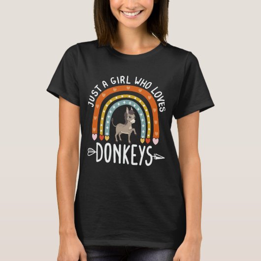 Gewoon een meisje dat van Donkeys houdt... Rainbow T-shirt (Voorkant)