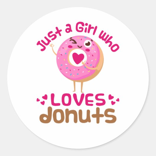Gewoon een meisje dat van Donuts houdt Ronde Sticker (Voorkant)