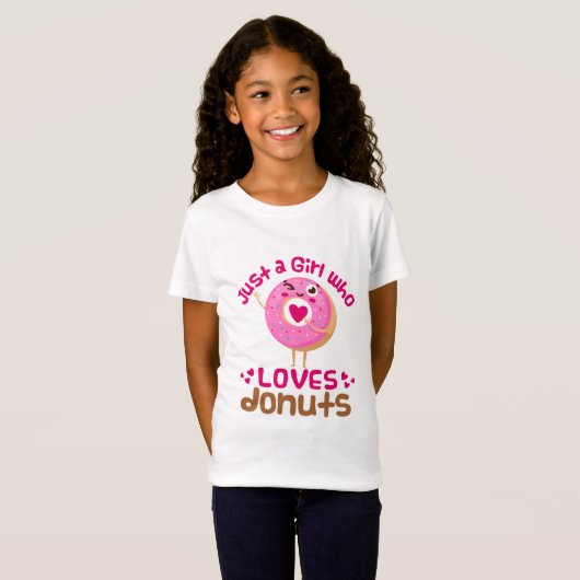 Gewoon een meisje dat van Donuts houdt T-shirt (Voorkant volledig)