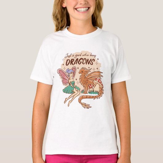 Gewoon een meisje dat van Dragons Fairy houdt T-shirt (Voorkant)