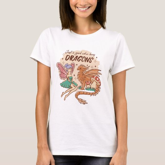 Gewoon een meisje dat van Dragons Fairy houdt T-shirt (Voorkant)