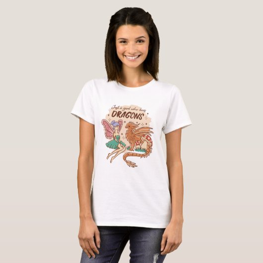 Gewoon een meisje dat van Dragons Fairy houdt T-shirt (Voorkant volledig)