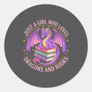 Gewoon Een Meisje Dat Van Draken En Boeken Houdt F Ronde Sticker