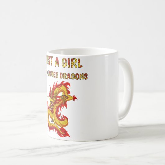 Gewoon een meisje dat van draken houdt, schattig o koffiemok (Voorkant rechts)