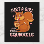 Gewoon een meisje dat van eekhoorns houdt wijn etiket (Enkel label)