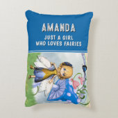 Gewoon een meisje dat van feeën houdt Blauw Accent Kussen (Achterkant (Verticaal))