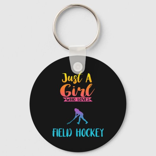 Gewoon een meisje dat van fieldhockey-fiets houdt  sleutelhanger (Voorkant)