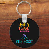 Gewoon een meisje dat van fieldhockey-fiets houdt  sleutelhanger (Voorkant)