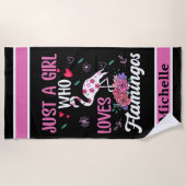 Gewoon een meisje dat van Flamingos houdt Strandlaken (Voorkant)