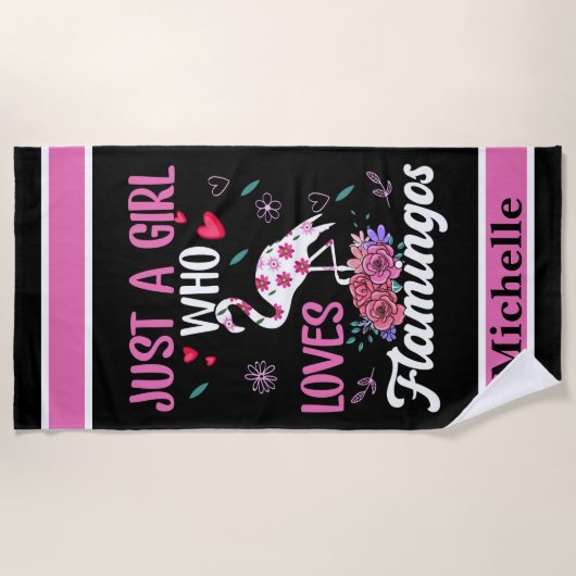 Gewoon een meisje dat van Flamingos houdt Strandlaken (Voorkant)