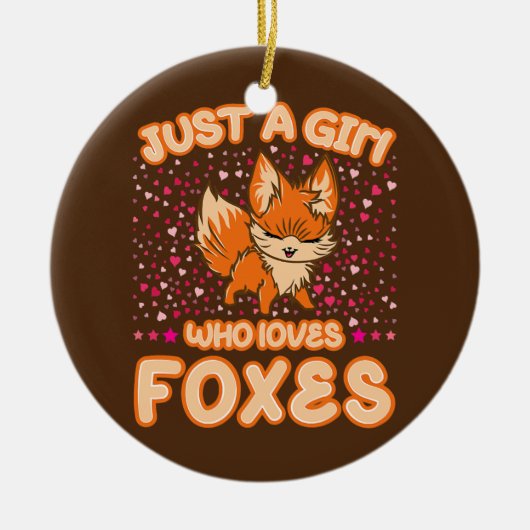 Gewoon een meisje dat van Foxes Cute Heart Fox Fox Keramisch Ornament (Voorkant)