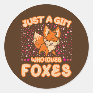 Gewoon een meisje dat van Foxes Cute Heart Fox Fox Ronde Sticker