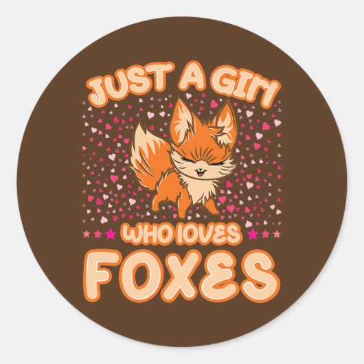 Gewoon een meisje dat van Foxes Cute Heart Fox Fox Ronde Sticker (Voorkant)