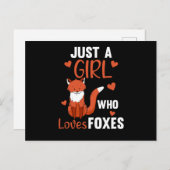 Gewoon een meisje dat van foxes houdt, Funny Fox Briefkaart (Voorkant / Achterkant)