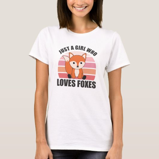 Gewoon een meisje dat van foxes houdt, Funny Fox T-shirt (Voorkant)