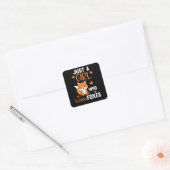 Gewoon een meisje dat van foxes houdt, Funny Fox Vierkante Sticker (Envelop)