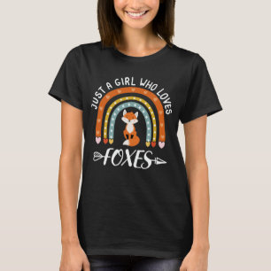 Gewoon een meisje dat van Foxes Rainbow Cute Fox L T-shirt