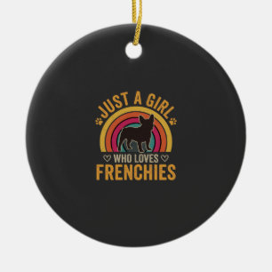 Gewoon Een Meisje Dat Van Frenchies Houdt Retro Ho Keramisch Ornament