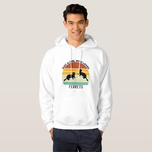 Gewoon een meisje dat van fretten houdt hoodie (Voorkant volledig)