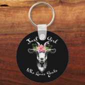 Gewoon een meisje dat van geitenhouderij houdt sleutelhanger (Voorkant)