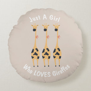 Gewoon een meisje dat van Giraffe houdt... Rond Kussen