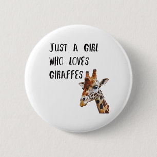 Gewoon Een Meisje Dat Van Giraffen Houdt Schattig  Ronde Button 5,7 Cm