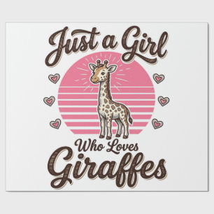 Gewoon een meisje dat van giraffen houdt vintage s cadeaupapier