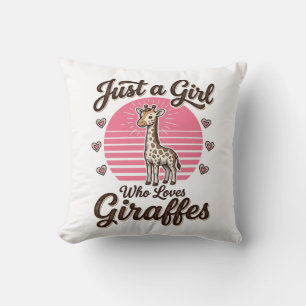Gewoon een meisje dat van giraffen houdt vintage s kussen